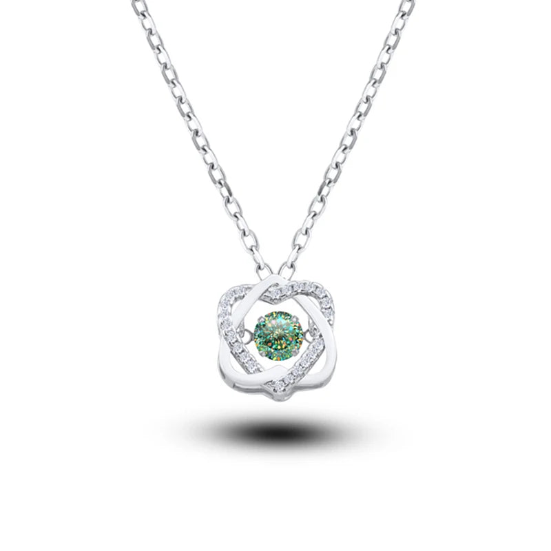 0.5ct GRA Moissanite Necklace for Women Sparkling - love cut blue green / China Mainland