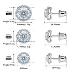 Boucles d'oreilles halo Moissanite 0.3-1CT couleur D en argent sterling 925