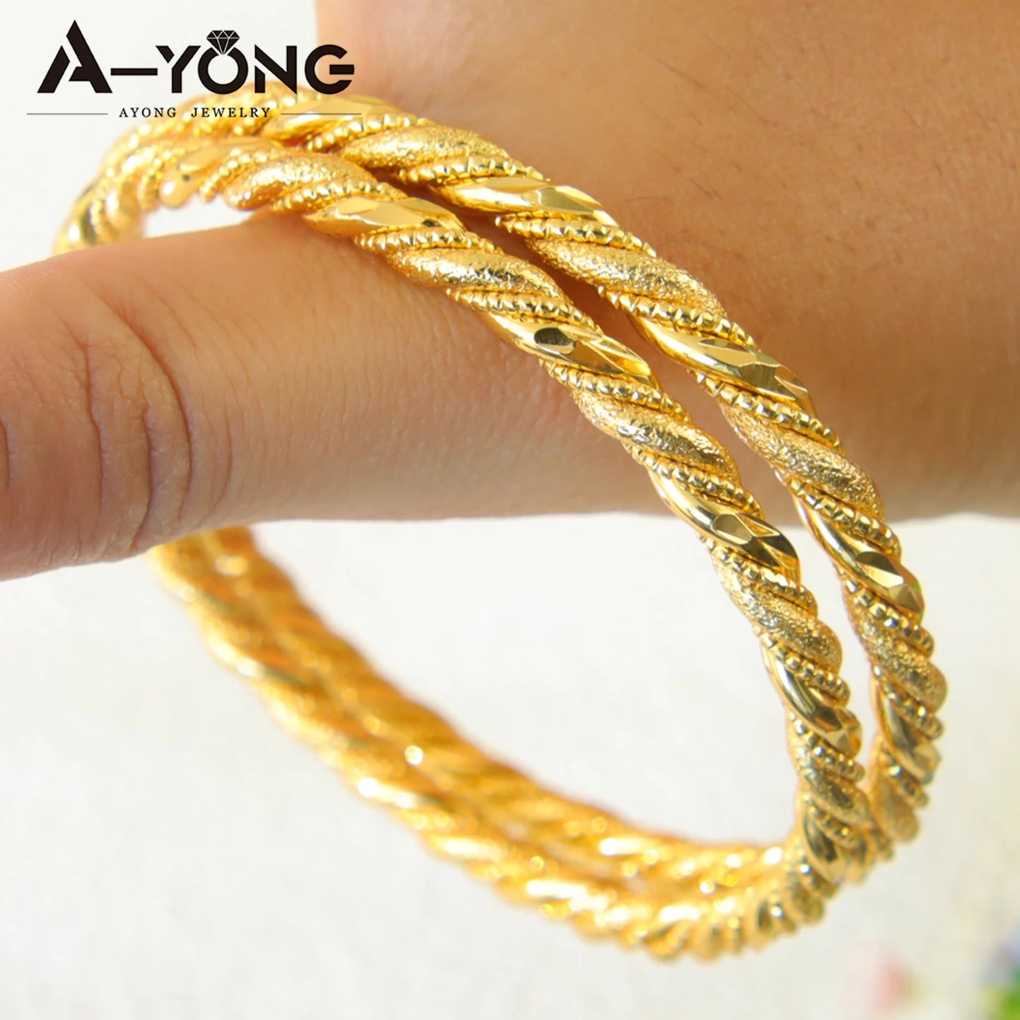 Nigeria Wedding Twist Rope Stackable Bracelet 21k