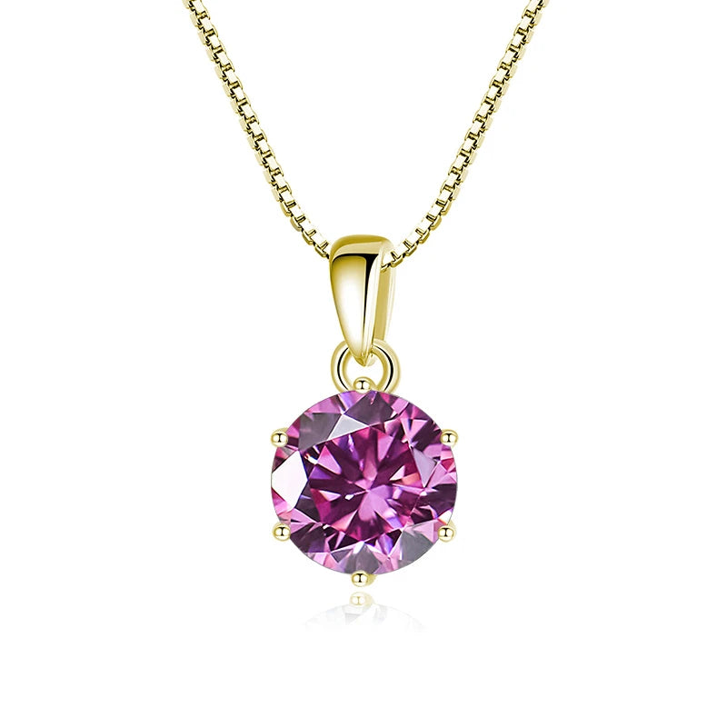 Butterflykiss 1 CT Real Moissanite Pendant Necklace - gold pink / 45cm