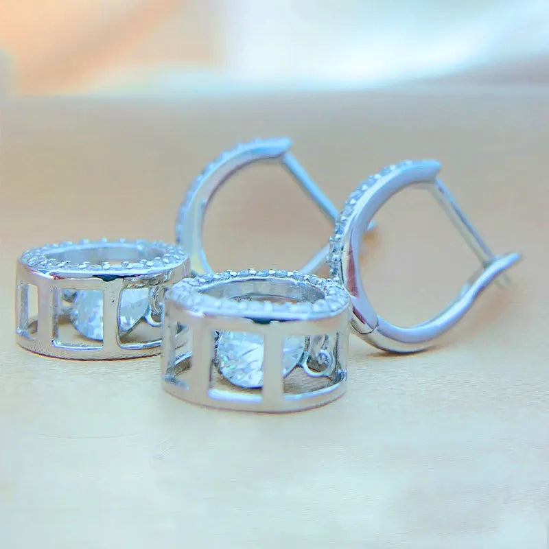 White Gold Plated 0.5/1CT Moissanite Drop Earring for