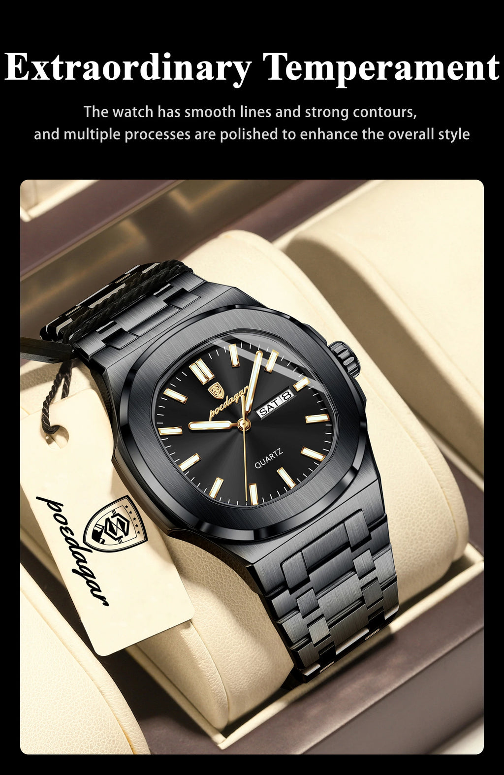 Poedagar Top Trendy Men's Watches Waterproof Lumin.