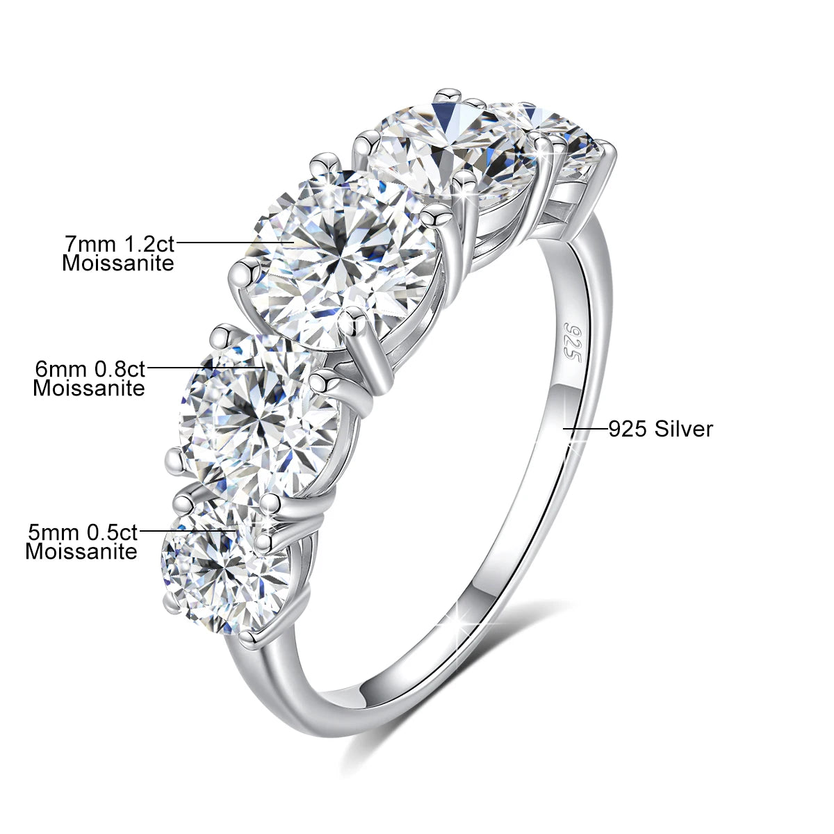 18k Plated 3.8CTW Genuine Moissanite Rings for