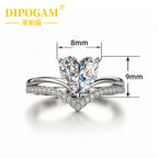 Bague Dipogam 2CT Cœur Moissanite Colorée en Argent 925
