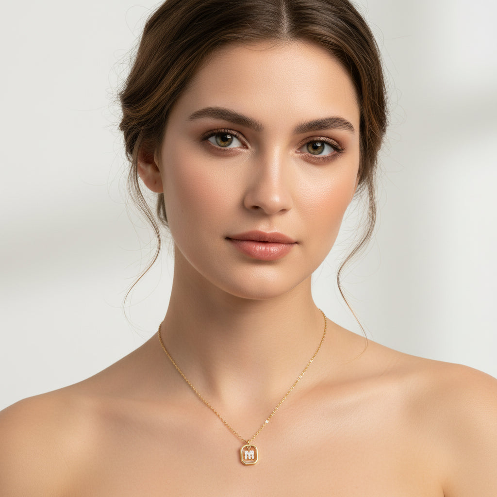 ANDYWEN 925 Sterling Silver Gold Inital Pendant Luxury