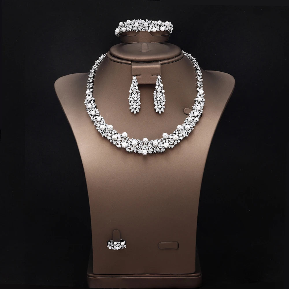 High Quality Zirconia Pearls 4pcs Jewellery Neckla