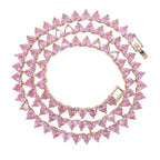 Wholesale 5A Heart Shape CZ Iced Out Bling Heart CZ - 5mm CZ rose pink / 15inch, 5mm CZ rose pink / 18inch, 5mm CZ rose pink / 16inch