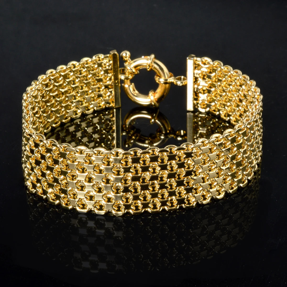 New 18MM wide copper chain bracelet unisex 18K gold - SY-H260-8in
