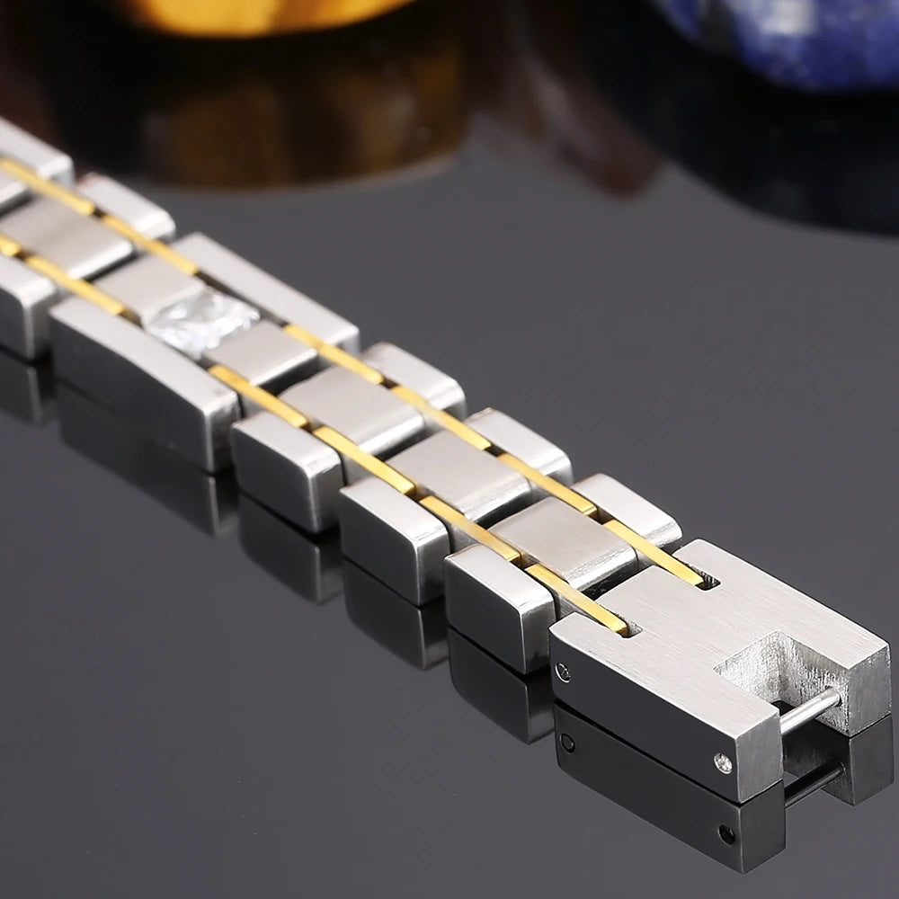 Casting Stainless Steel Man Bracelet Two Tone