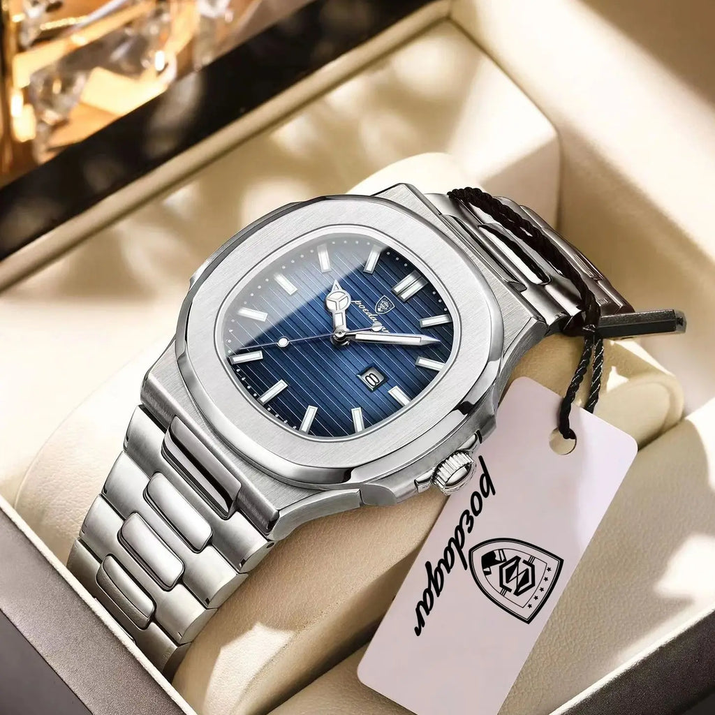 POEDAGAR Luxury Square Men Wristwatch Waterproof
