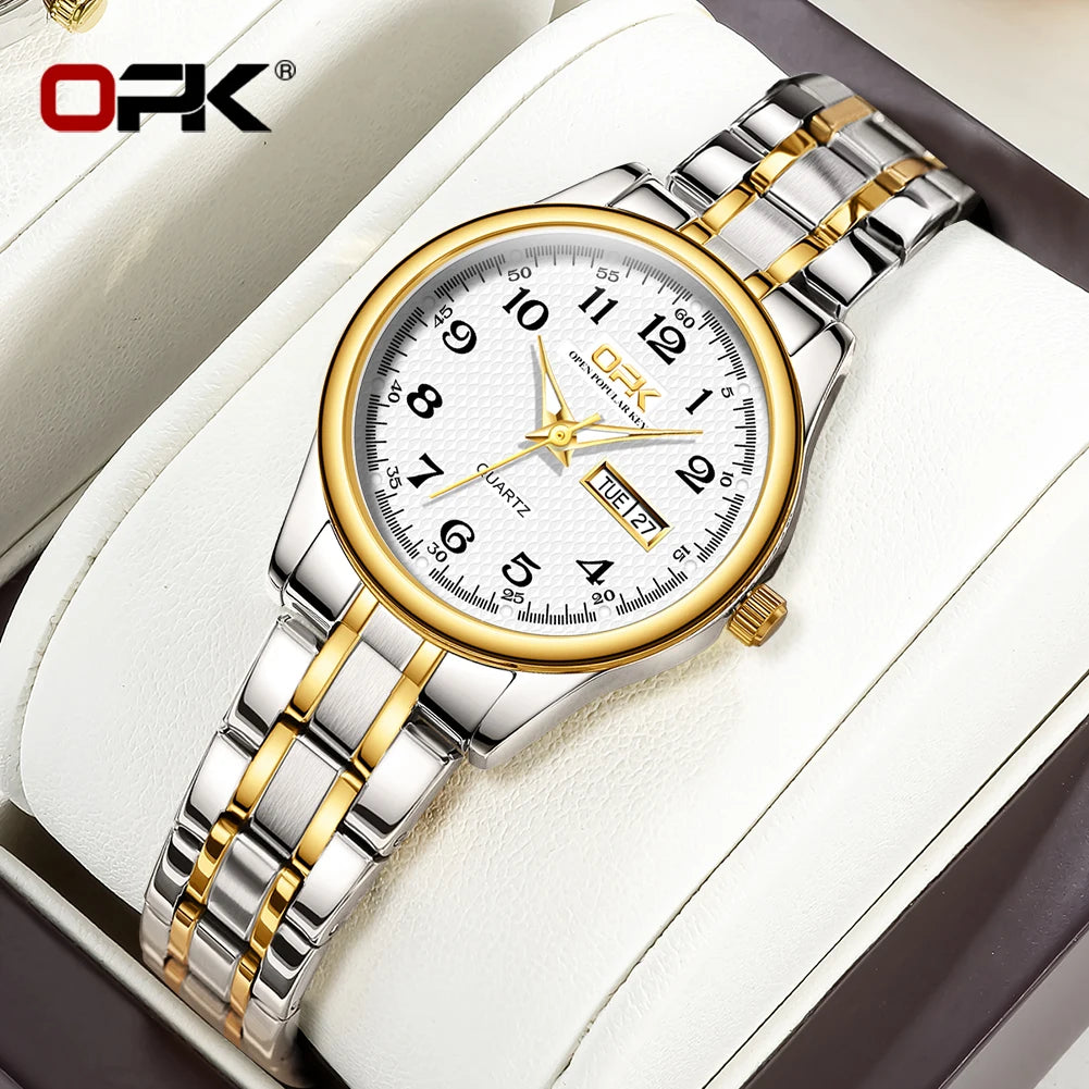 OPK 8110 Watch For Women Quartz Watch Waterproof - Women Gold White / Yes