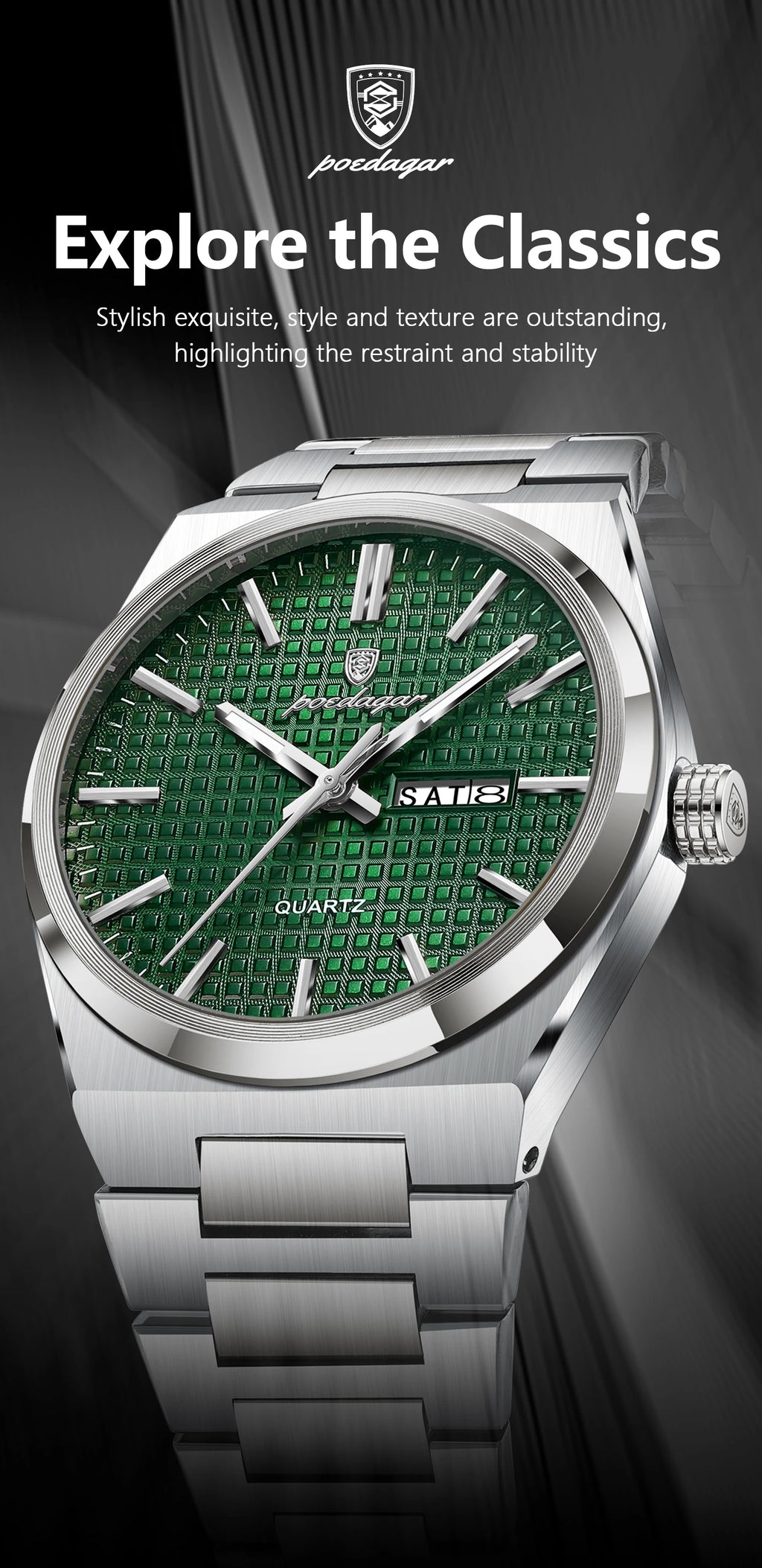 Poedagar Top Original Quartz Men Clock Waterproof