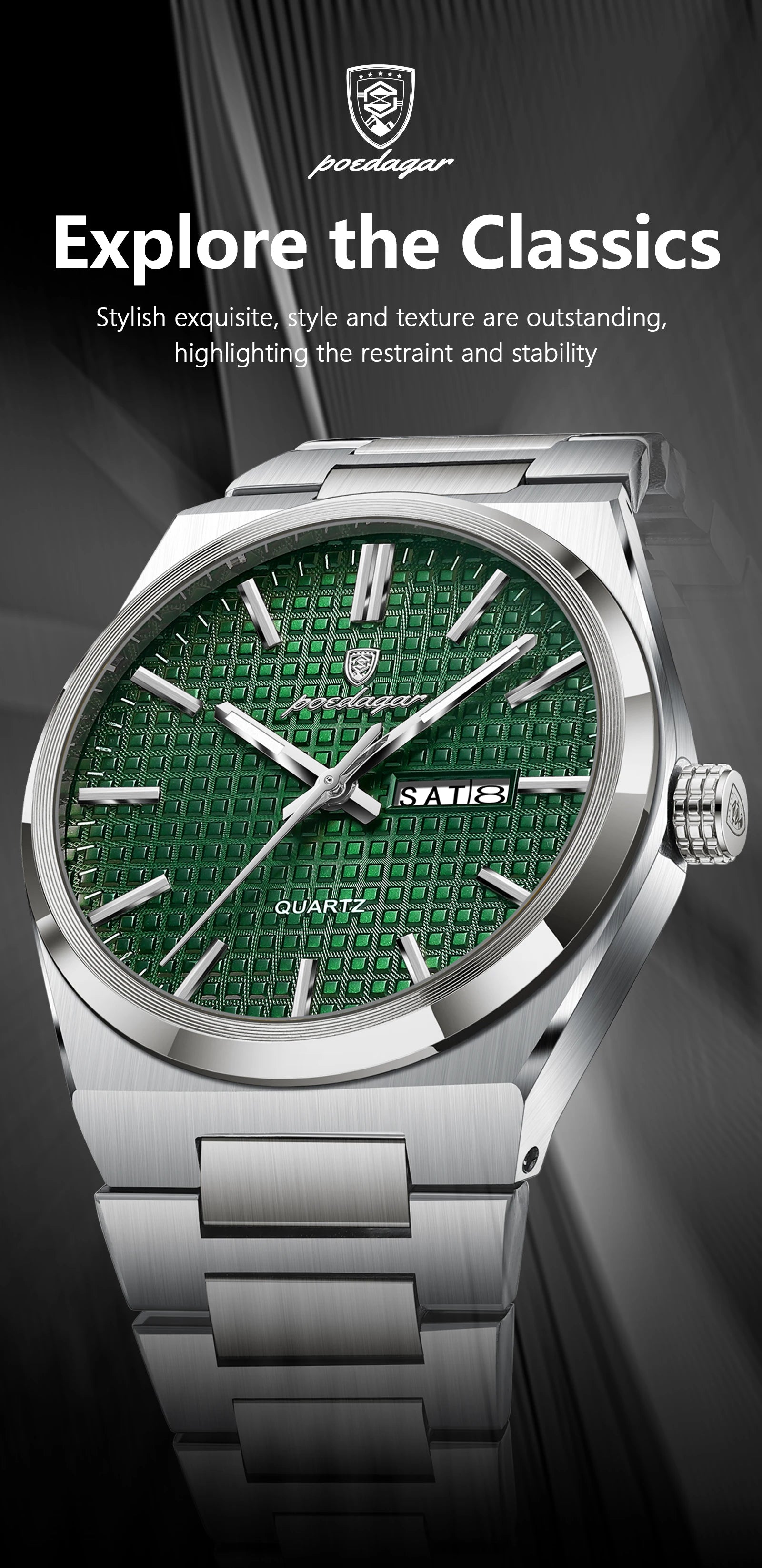 Poedagar Top Original Quartz Men Clock Waterproof