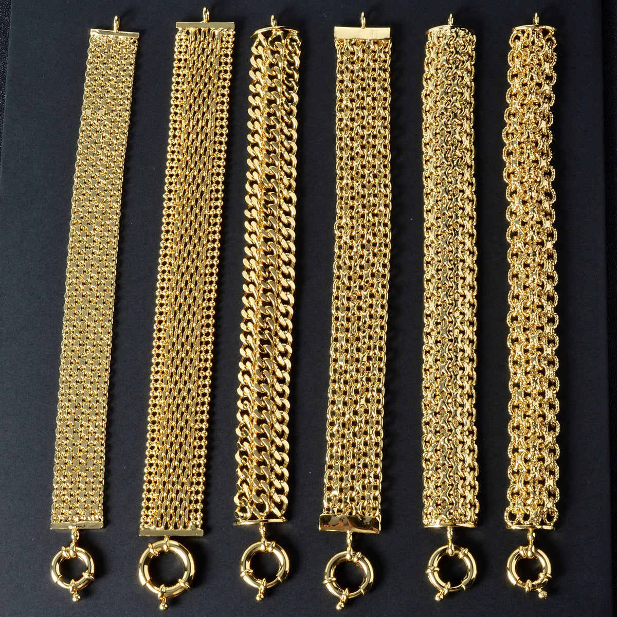 New 18MM wide copper chain bracelet unisex 18K gold