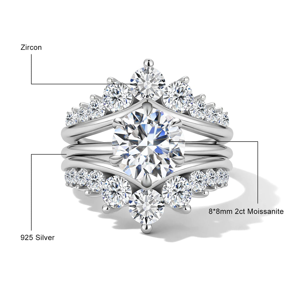 14k Gold Filled Double Band Stackable Moissanite