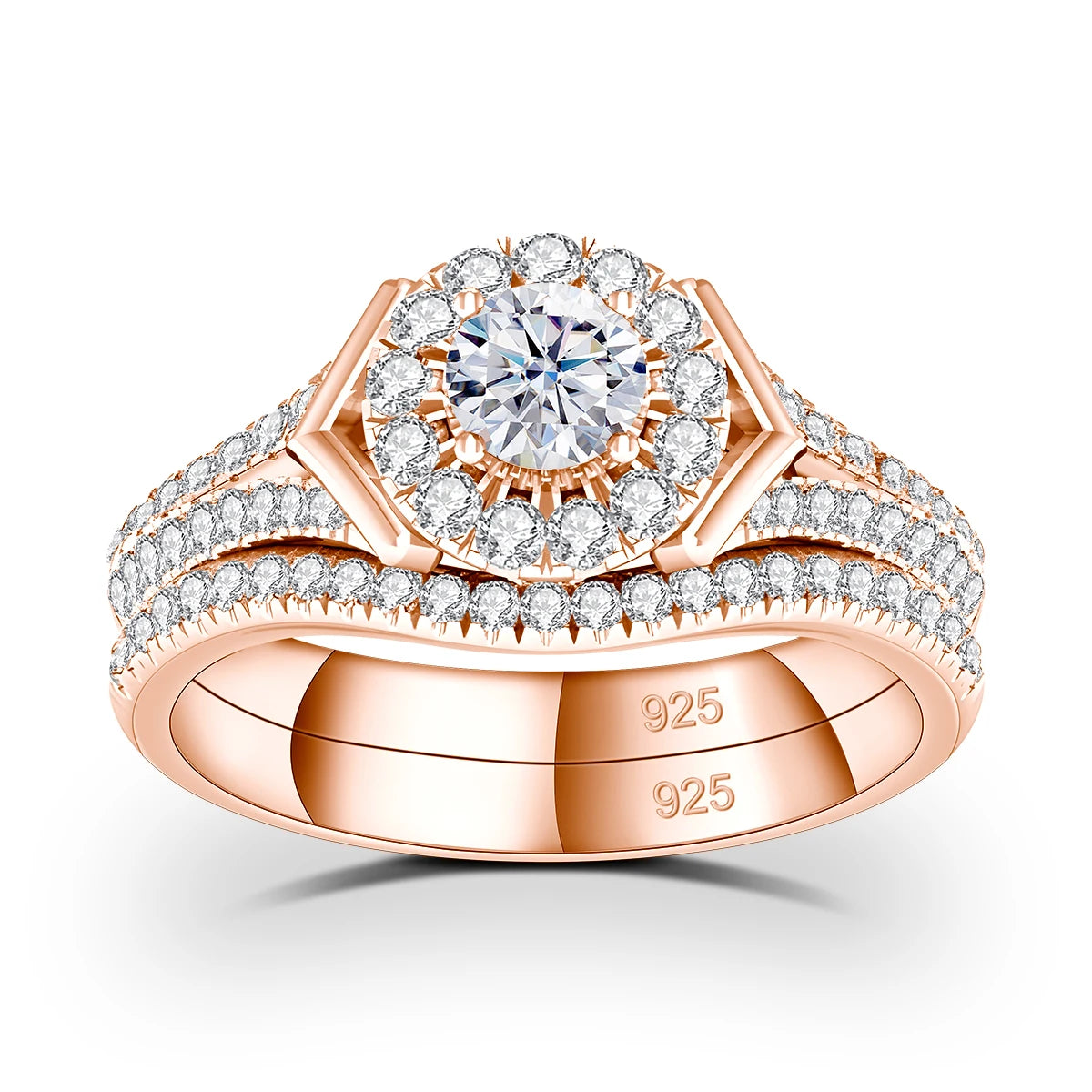 2pcs Moissanite Rings Set For Engagement With