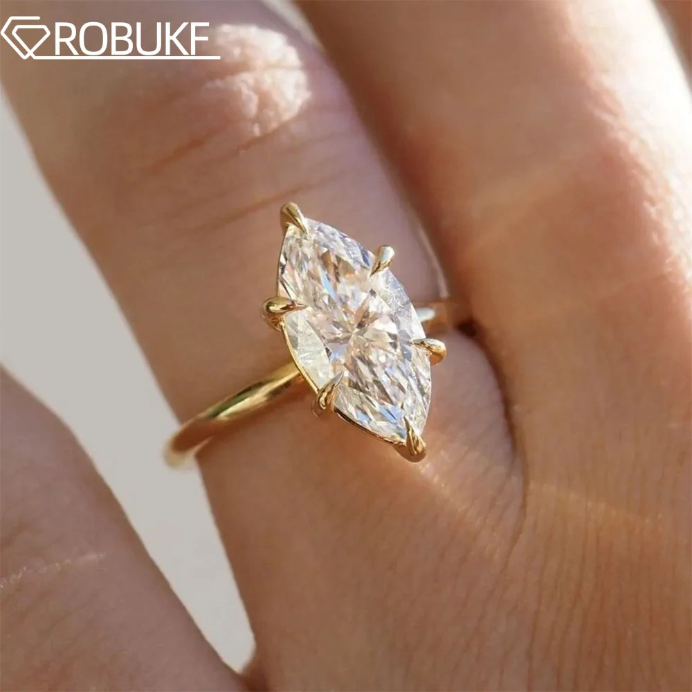 1CT 2CT 3CT Marquise Cut Solitaire Moissanite