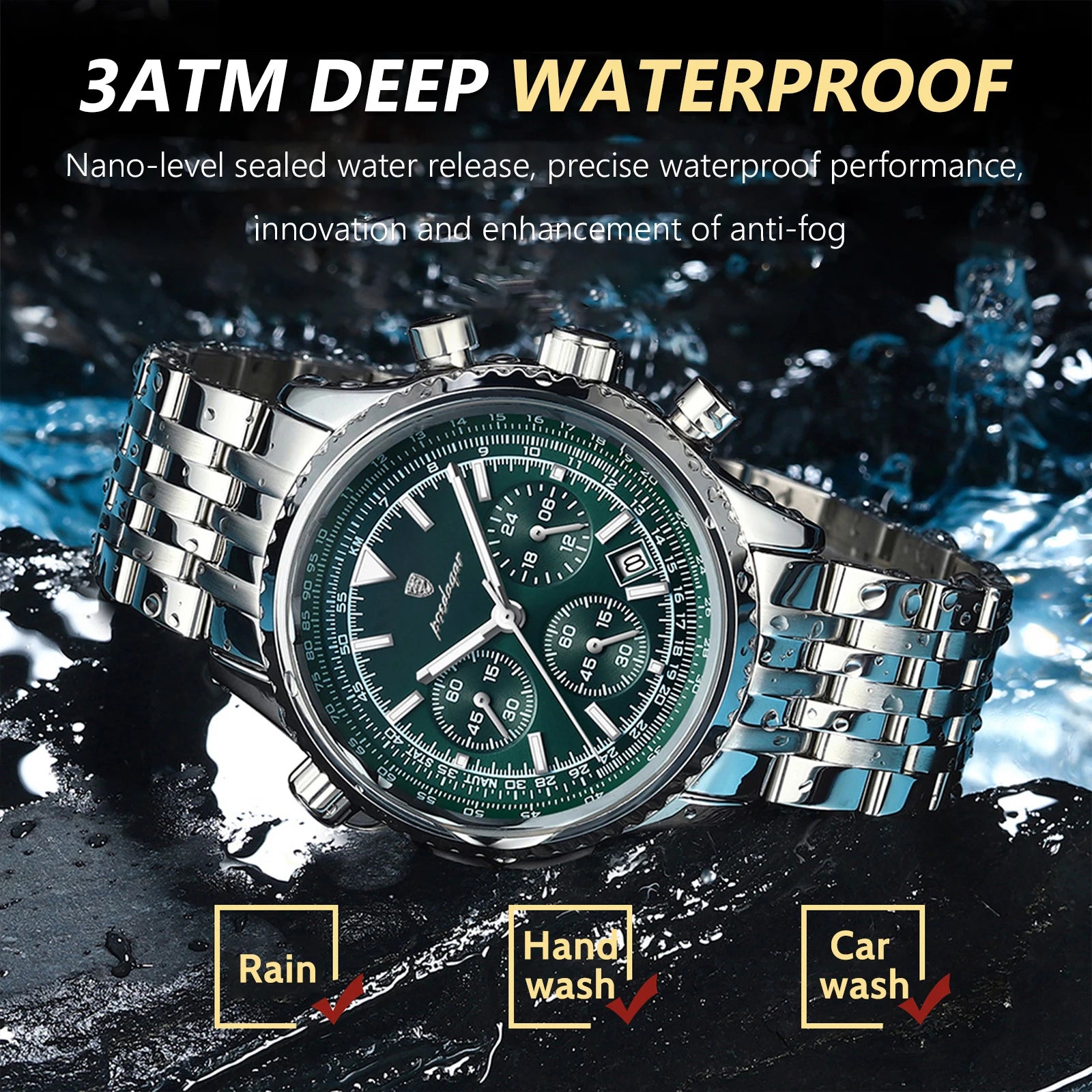 POEDAGAR Luxury Watches For Man Date Chronograph