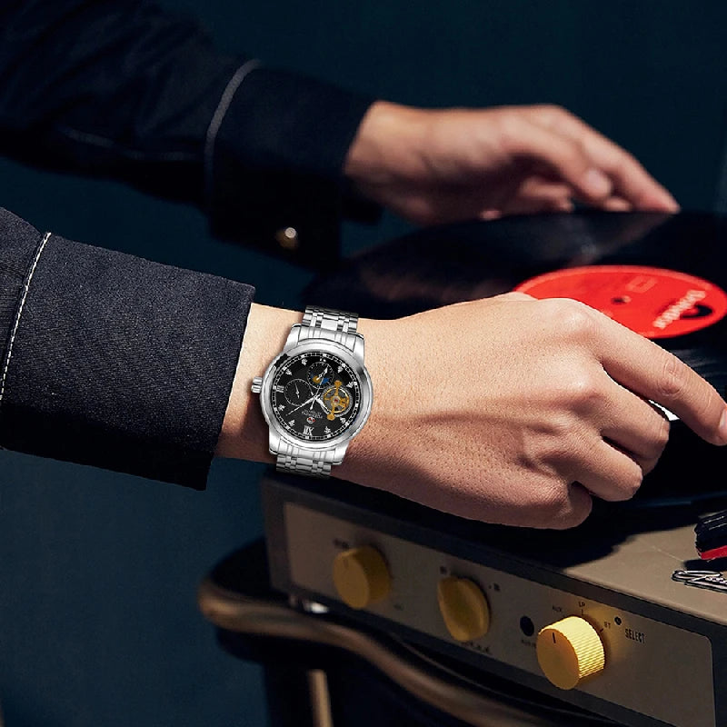Forsining Tourbillon Automatic Men Watch 24h AM