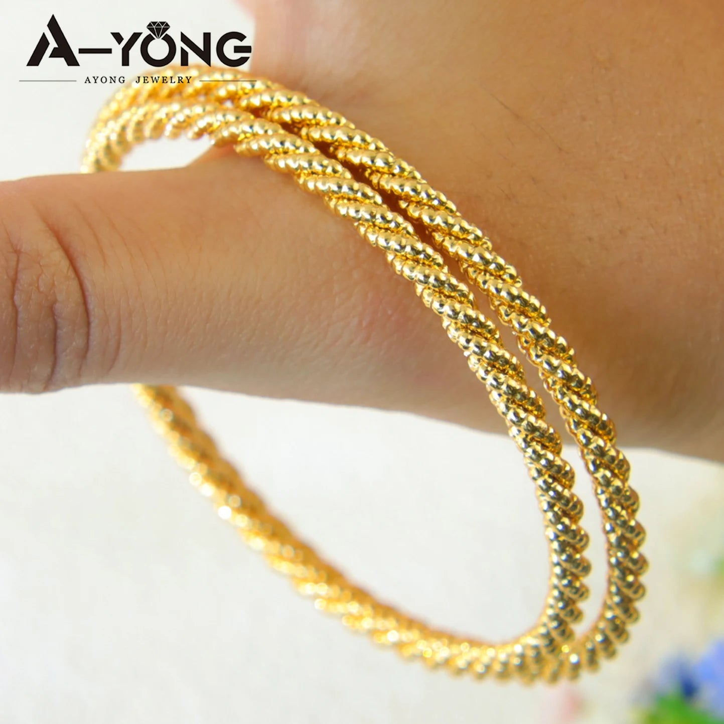 Nigeria Wedding Twist Rope Stackable Bracelet 21k