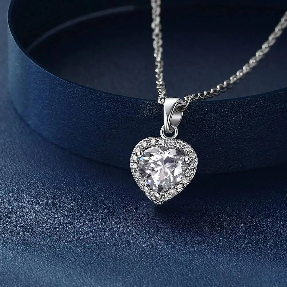 1CT Heart Cut Moissanite Necklace for Women 18K