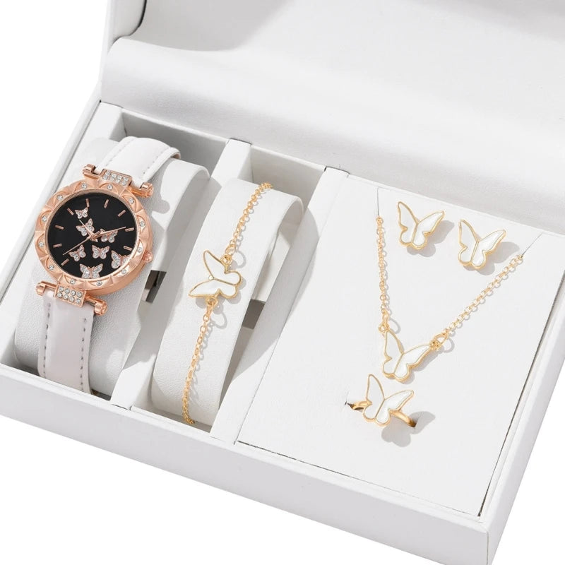 Elegant Butterfly Jewelry Set Women Watch Crystal.
