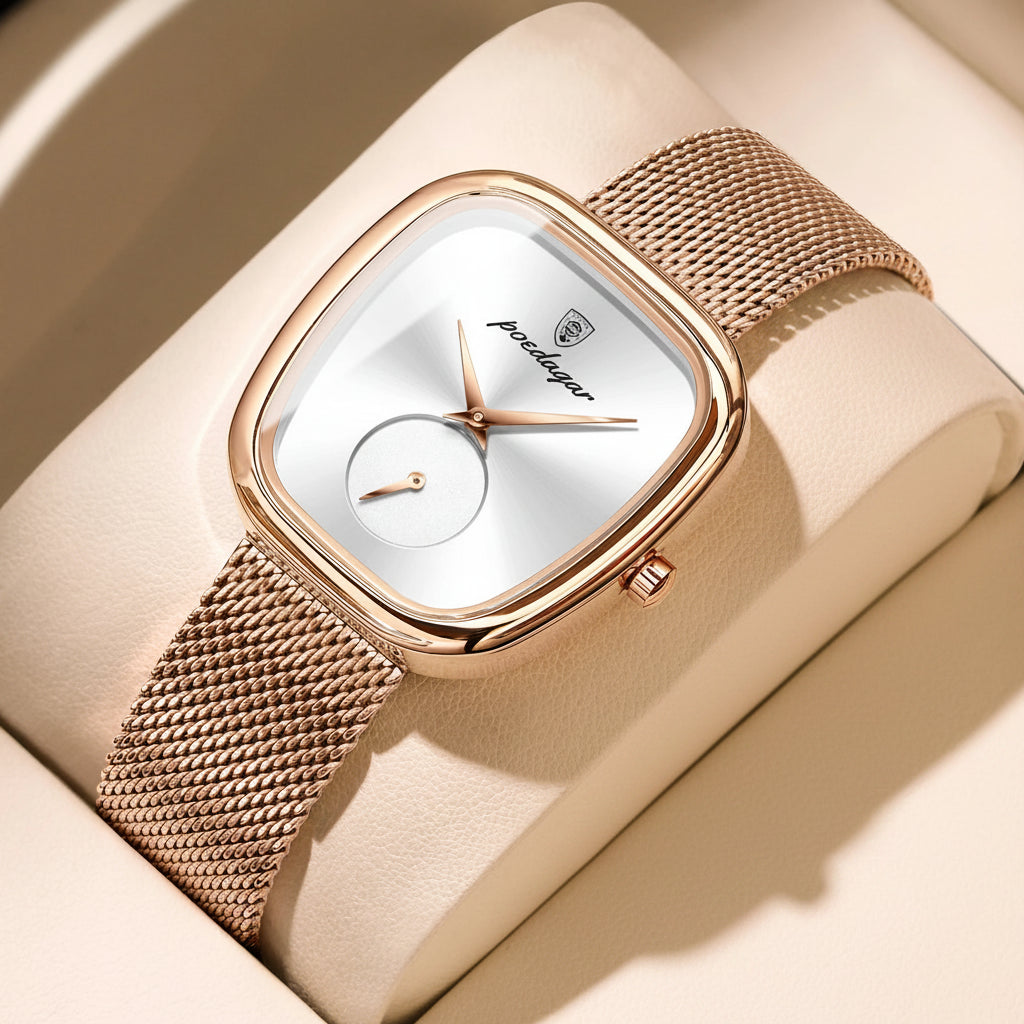POEDAGAR Luxury Fashion Elegant Ladies Watch - 783 Rose Gold White