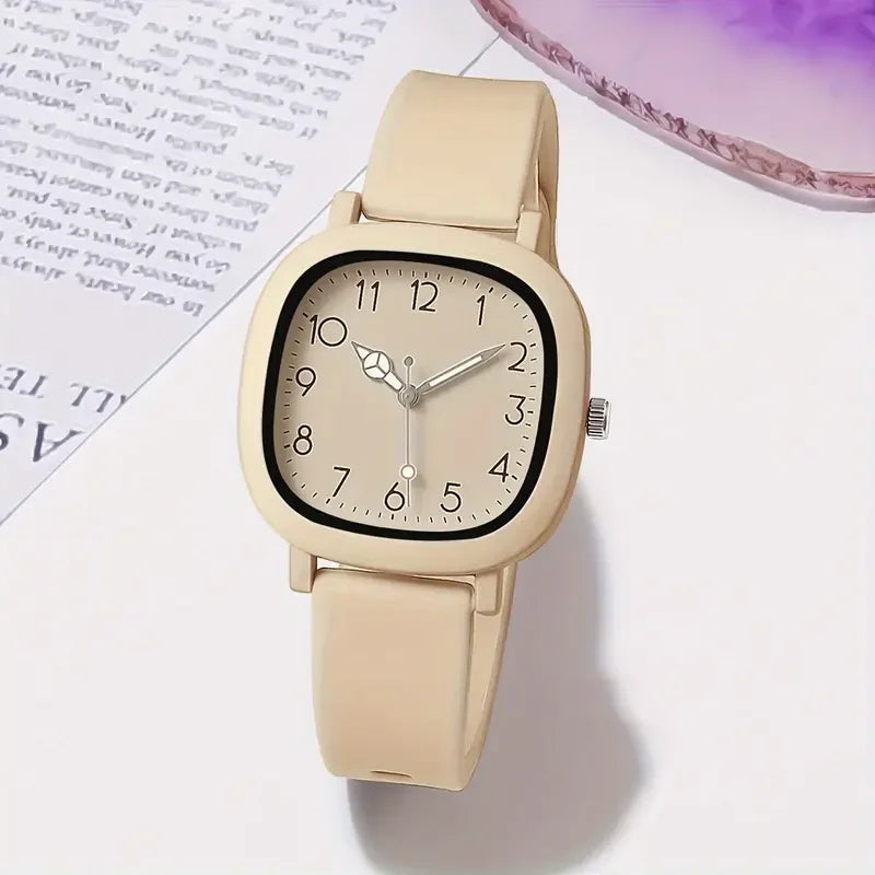 1/3/10PCS Fashion Silicone Band Women Quartz Watches - khaki