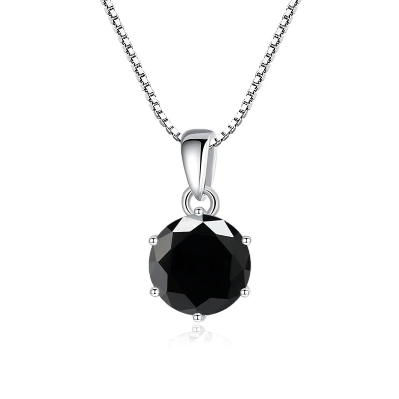 JoyceJelly 1 CT Real Moissanite Pendant Necklace For - silver black / 45cm / 1 ct