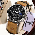 POEDAGAR Fashion Business Men Quartz Watch Waterproof - 928 Silver Black L