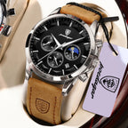 POEDAGAR Fashion Business Men Quartz Watch Waterproof - 928 Silver Black L