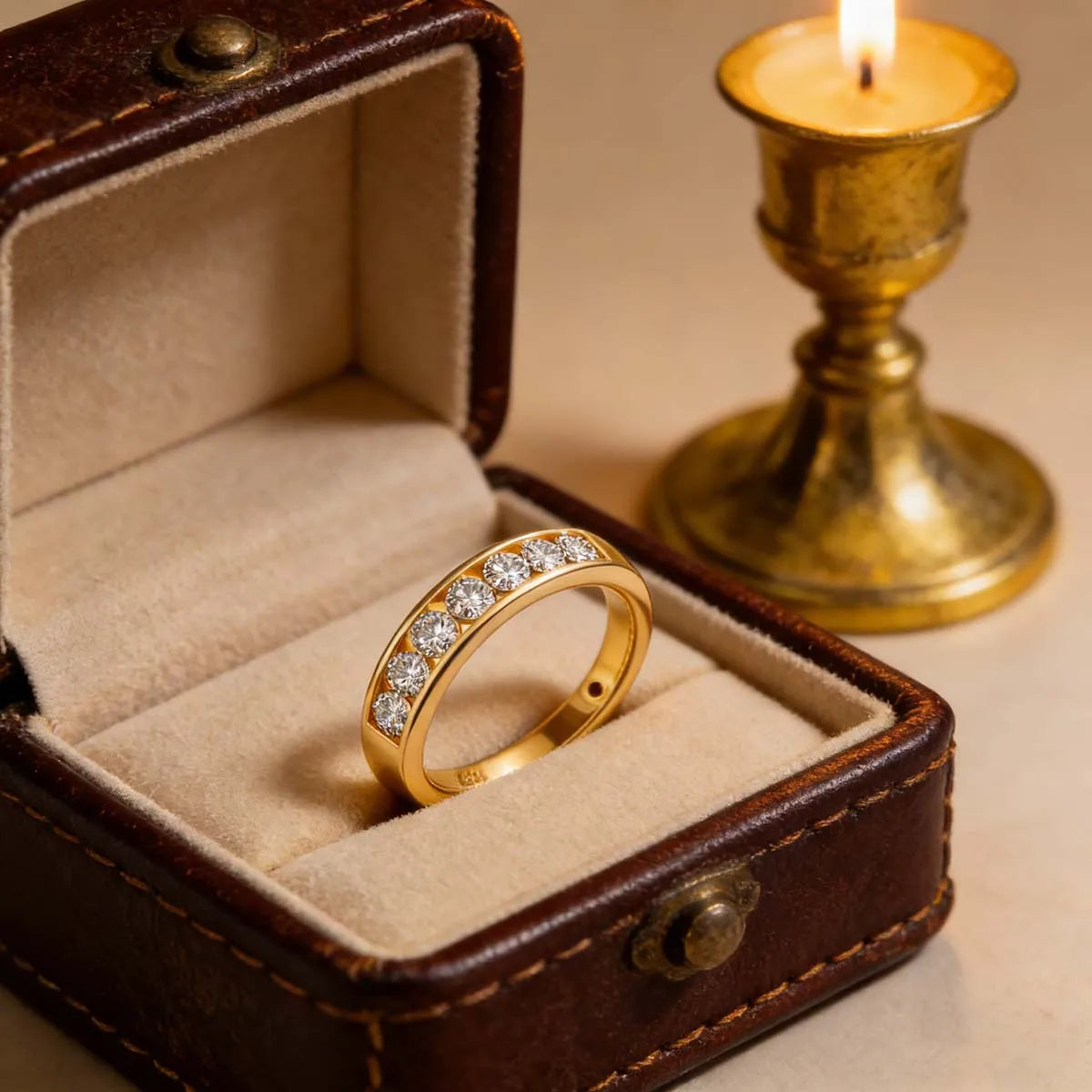 Sdoou Real 14K Gold AU585 Full Moissanite Diamond