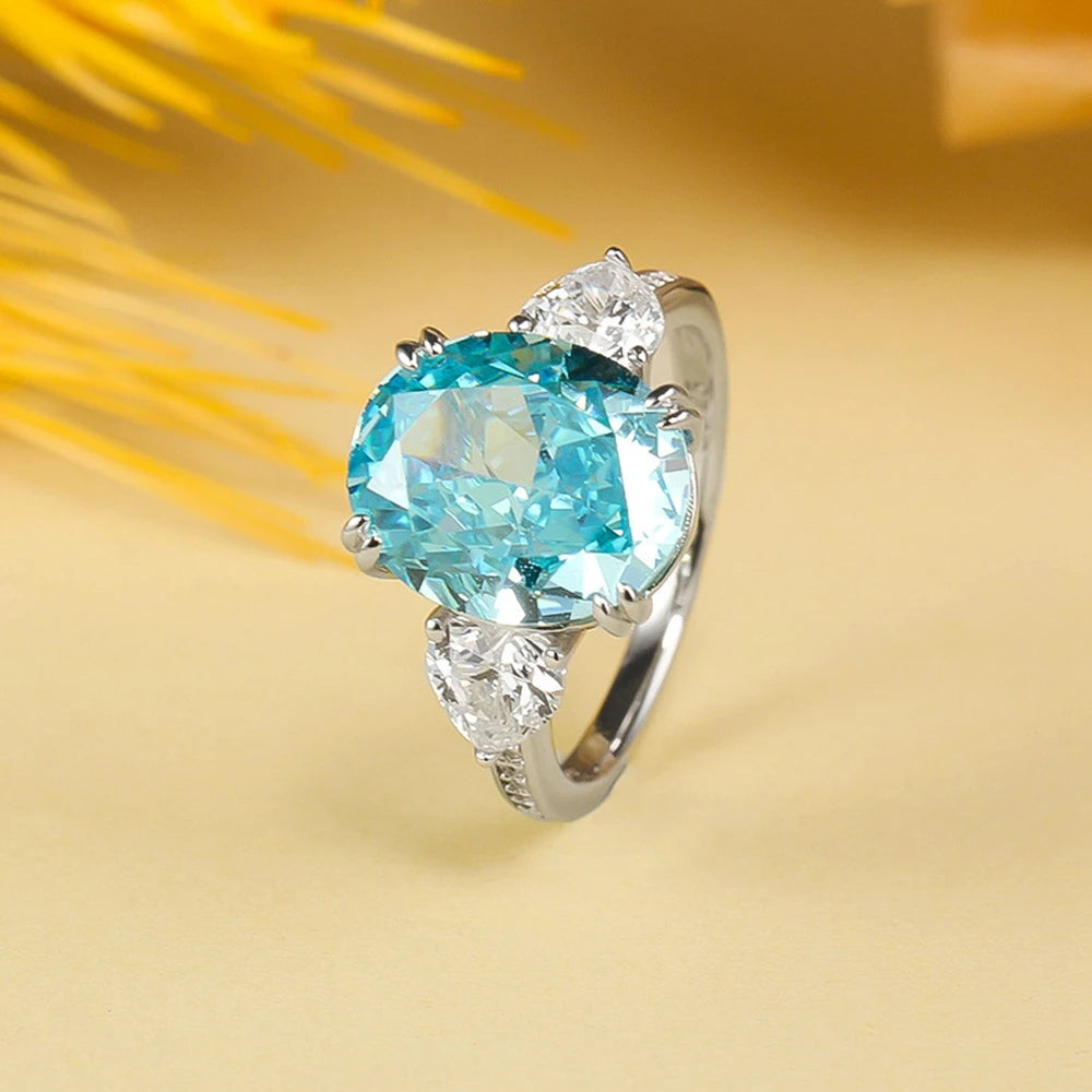Vinregem 10*12MM Oval Cut Aquamarine High Carbon