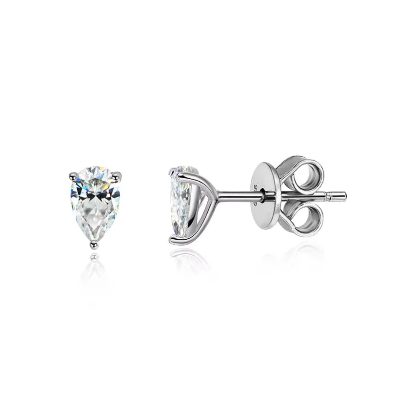 Smyoue 0.5CT 1CT Pear Cut Certified Moissanite Stud - silver color / 1CT and 1CT, silver color / 0.5CT and 0.5CT, silver color / 4ct and 4ct, silver color / 2CT and 2CT, silver color / 0.8CT and 0.8CT