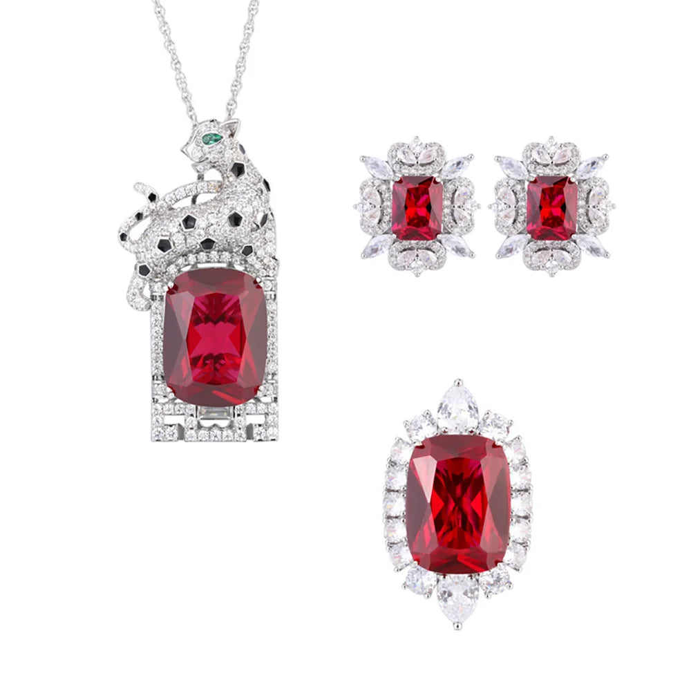 Vintage 15*20mm Ruby Gemstone Necklace Pendant