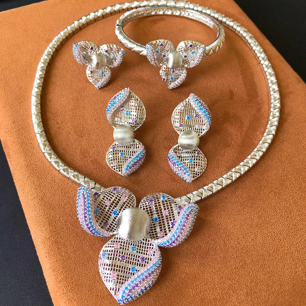 Godki Luxury Princess 4PCS Flower African Jewelry