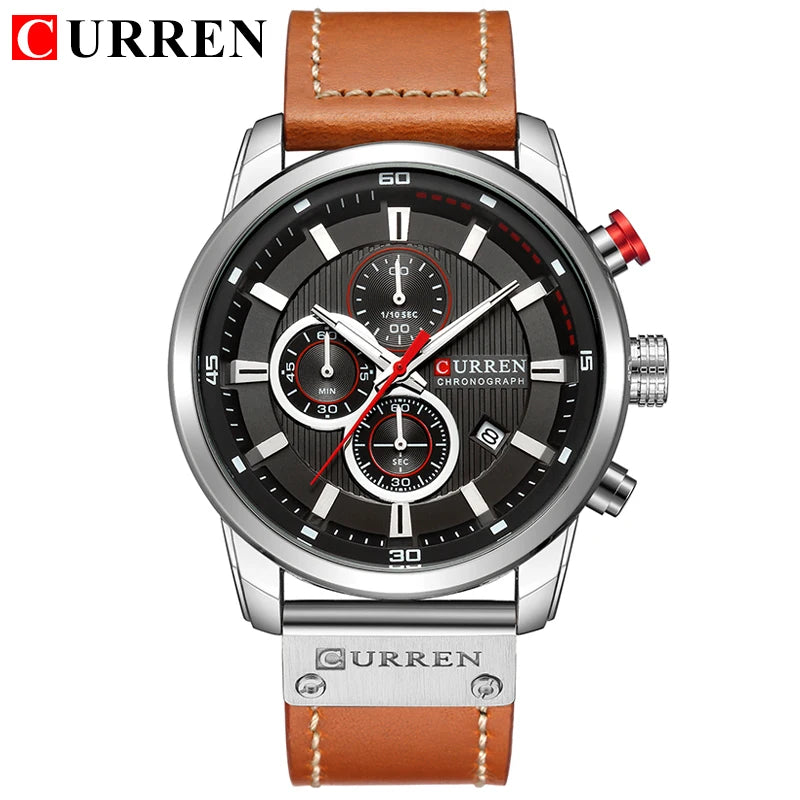 CURREN Fashion Date Quartz Men Watches Top Brand - silver black