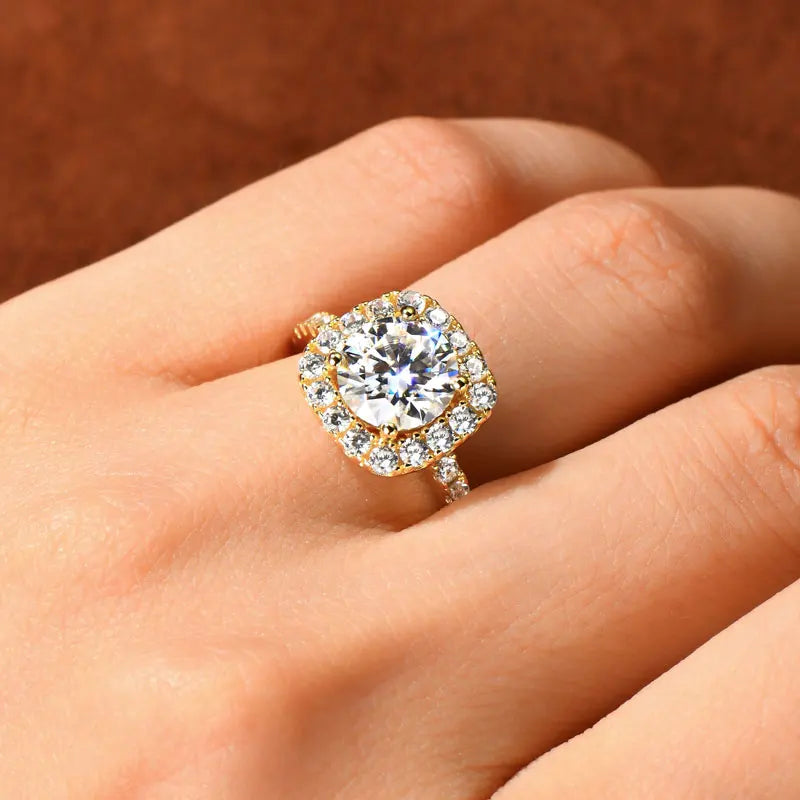Lnngy 8mm 2ct Moissanite Halo Ring Certified 925