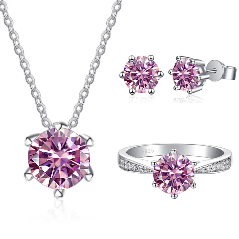 JoyceJelly Moissanite Jewelry Set With 1CT D Color