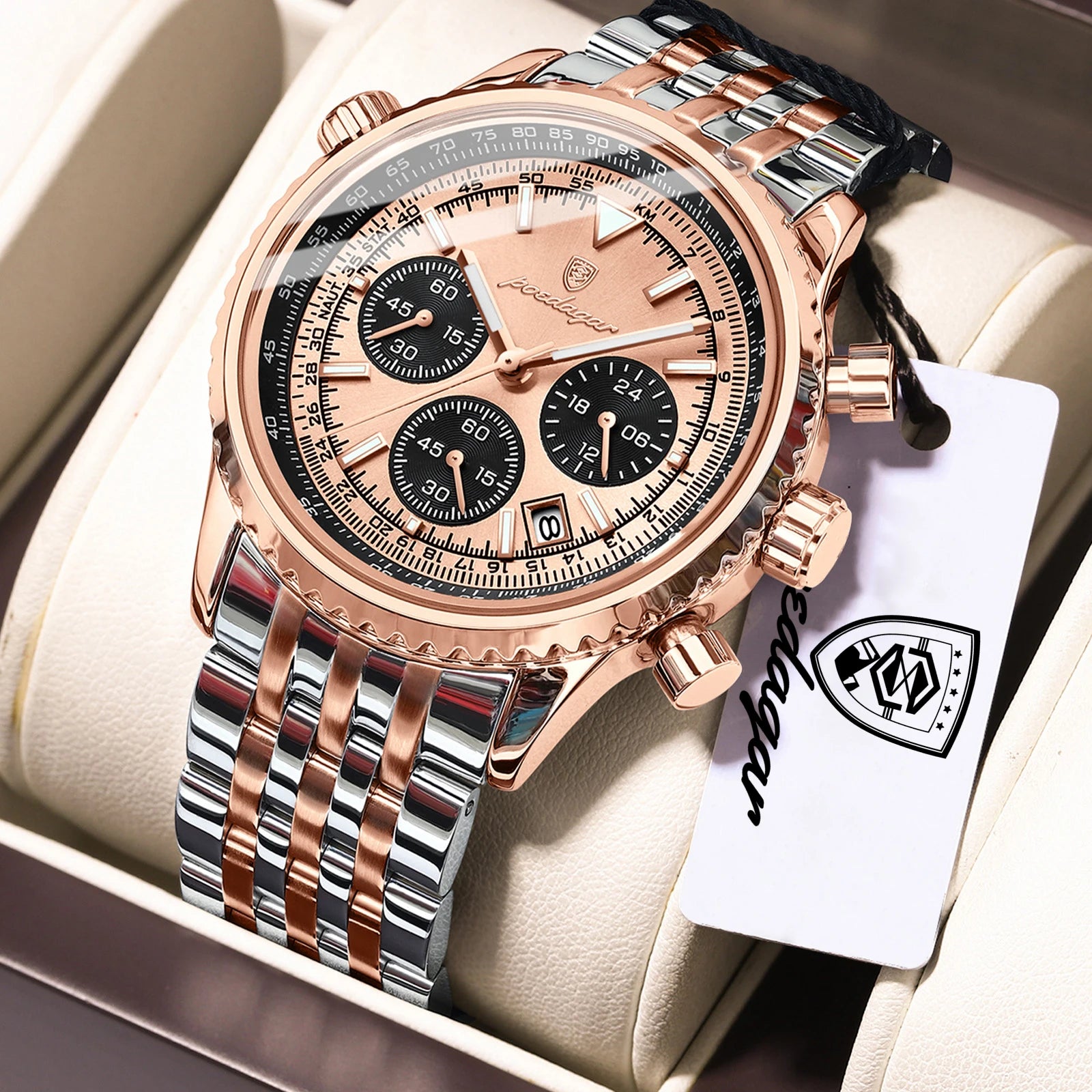 POEDAGAR Luxury Watches For Man Date Chronograph - 960 Rose Gold Gold