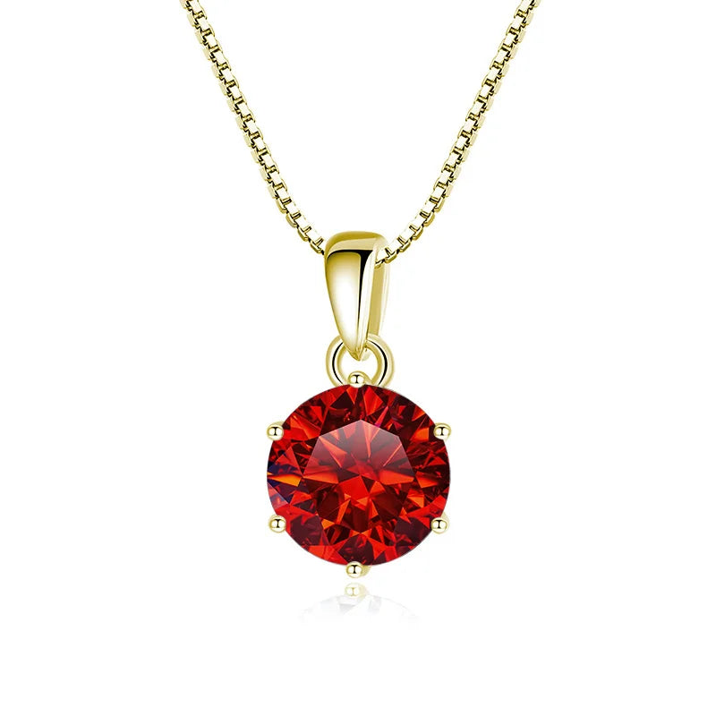 JoyceJelly 1 CT Real Moissanite Pendant Necklace For - gold Garnet / 45cm / 1 ct
