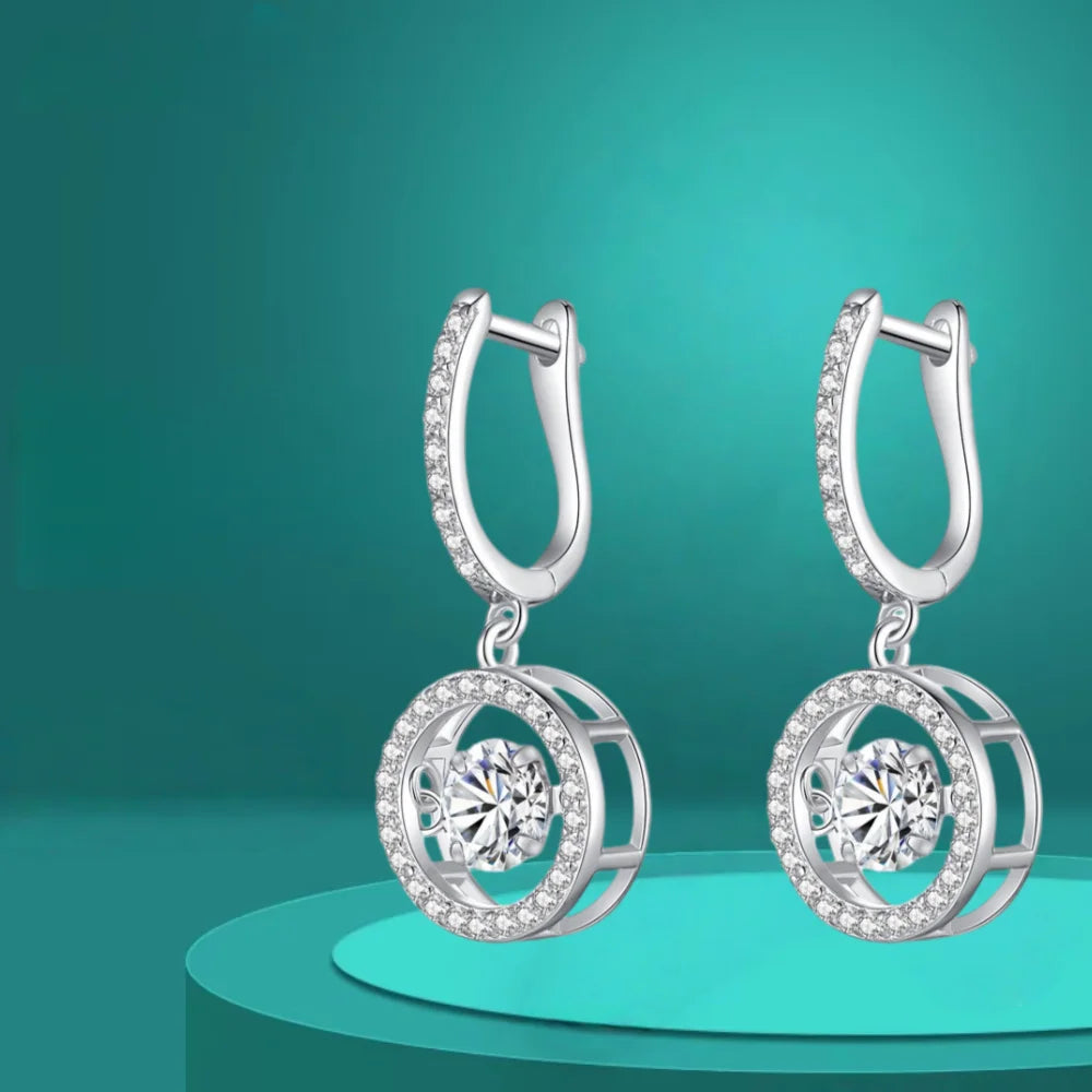 White Gold Plated 0.5/1CT Moissanite Drop Earring for