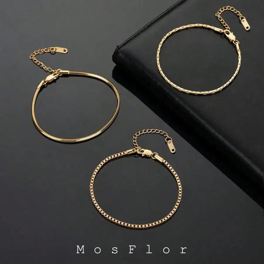 Dainty Gold/Silver Chain Bracelet Stack 14K Gold