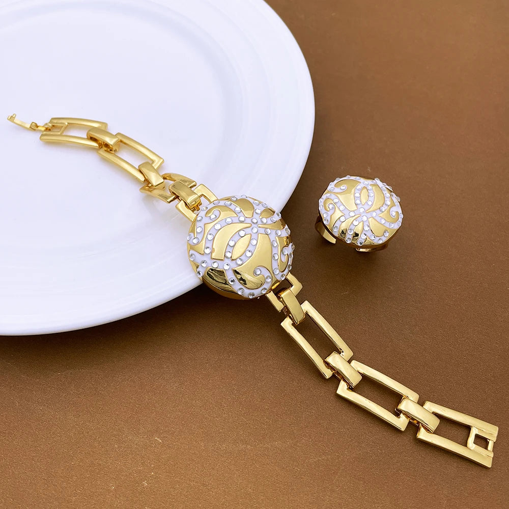 Classic Design Women Necklace Earrings Ring Bracel