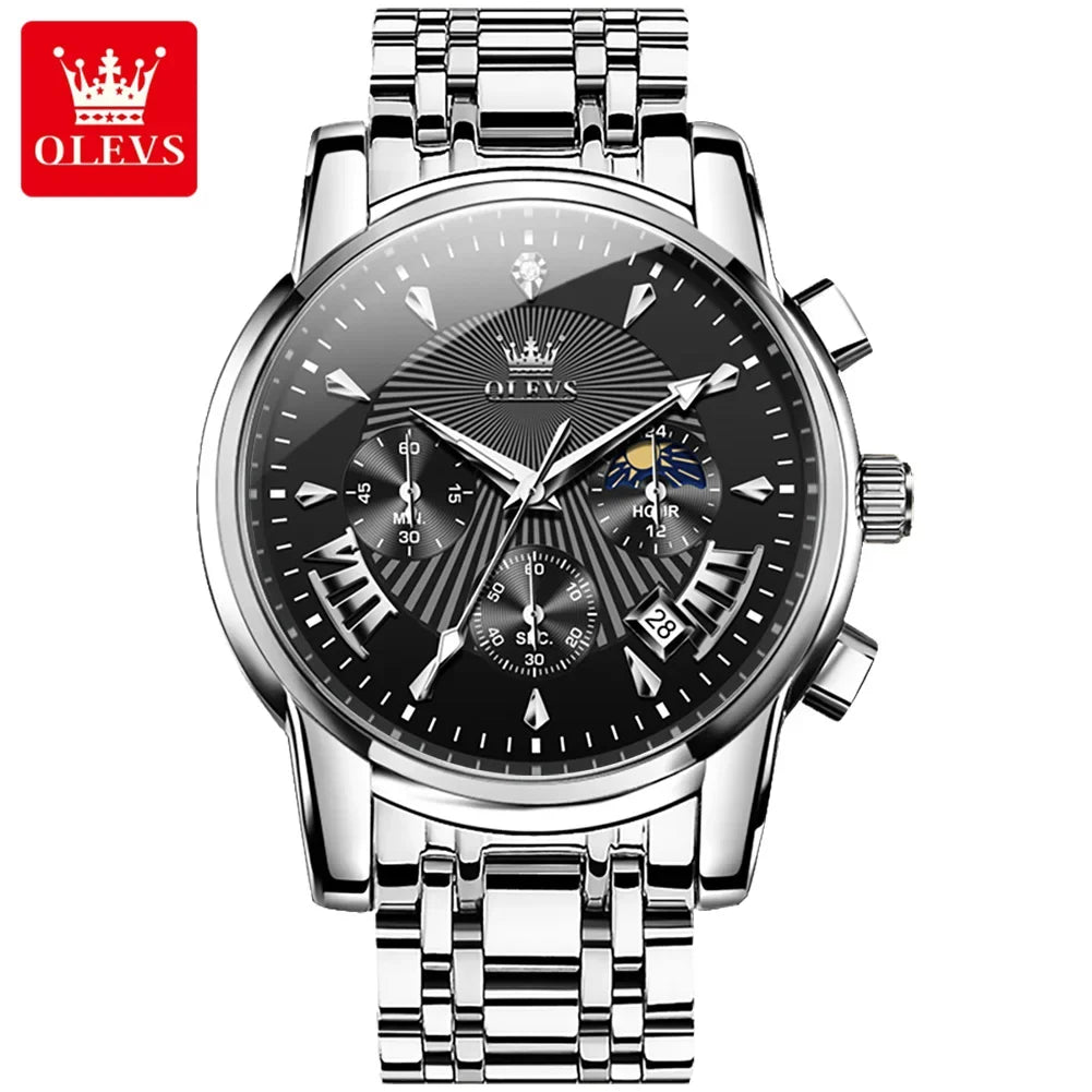 Olevs Men's Quartz Watches Top Brand Stainless