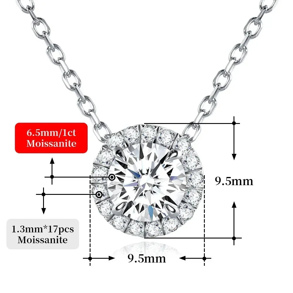 M-JAJA Moissanite Necklace 0.5ct/1ct D Color Round