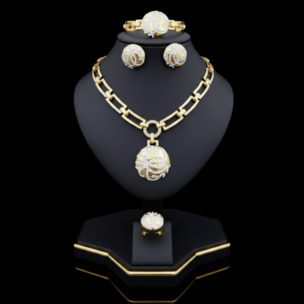 Classic Design Women Necklace Earrings Ring Bracelet