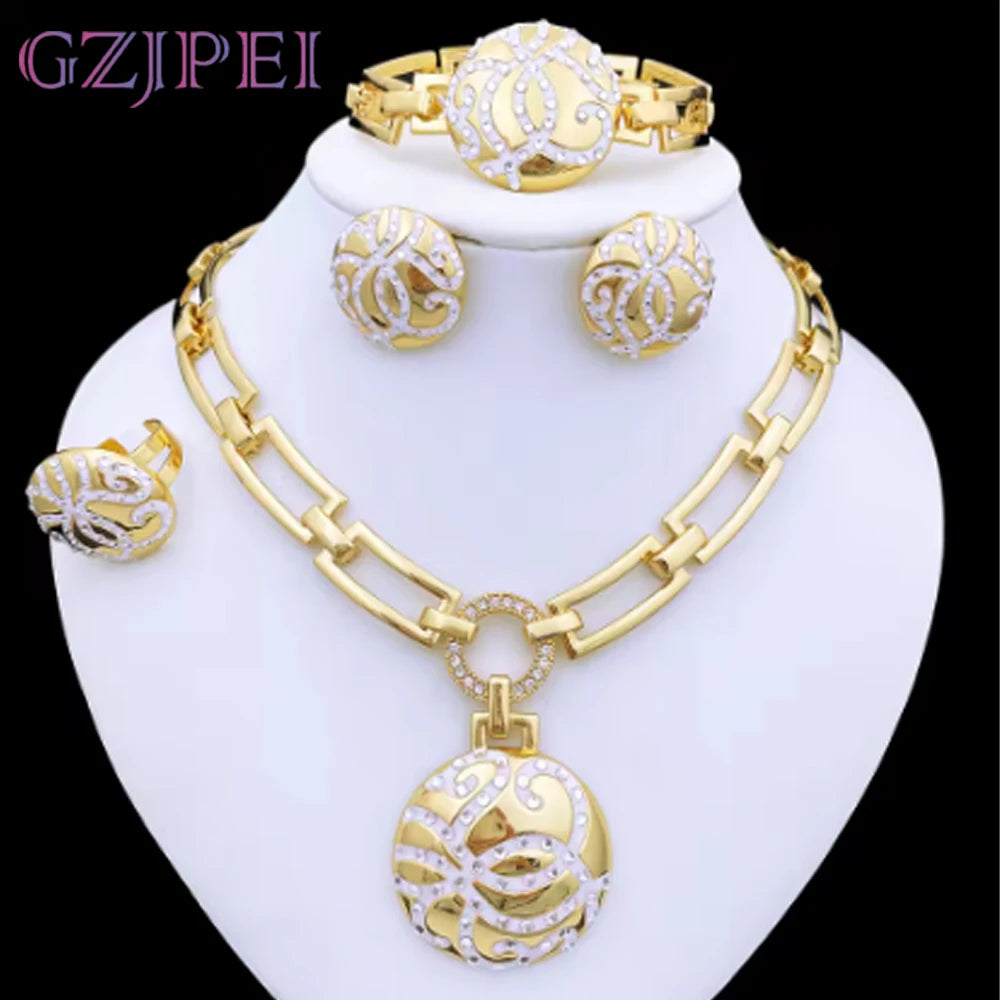Classic Design Women Necklace Earrings Ring Bracel