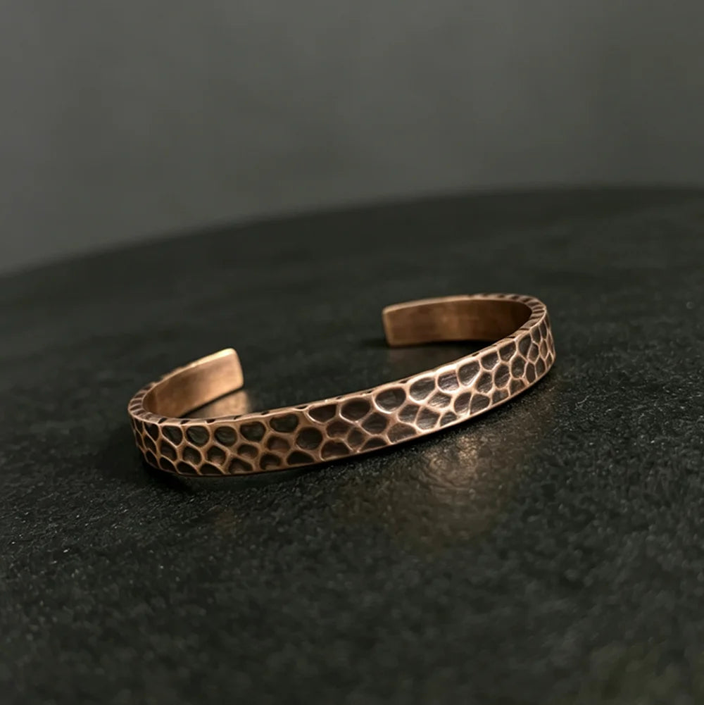 Hammered Solid Copper Metal Bracelet Rustic Vingtage