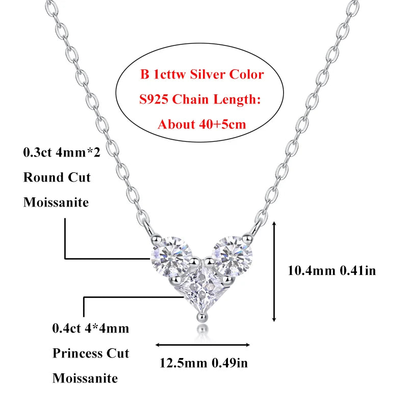 Ewya 3-Stone Round Cut Full Moissanite Pendant